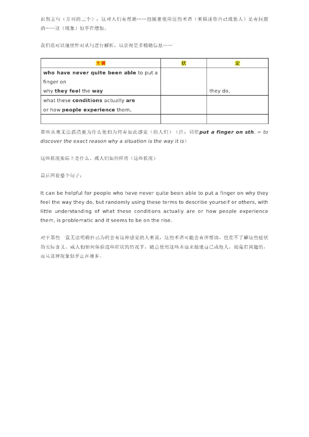 英语考研句子结构和信息:三分法